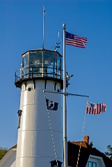 American Flags By Chatham Lighthouse Tower